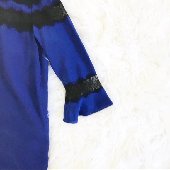 Rebecca Taylor 100% Silk Lace Blue Flutter Dress Size 2 - Picture 11 of 12